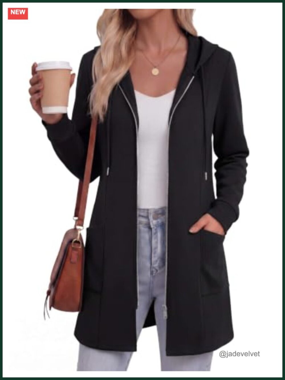 Zip Up Hoodie Women's Fleece Lined Long Jacket with Pockets